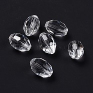 Glass Imitation Austrian Crystal Beads, Faceted, Oval, Clear, 11x8mm, Hole: 0.8~1.4mm(GLAA-K055-03)