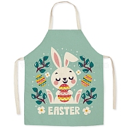 Cute Easter Rabbit Pattern Polyester Sleeveless Apron, with Double Shoulder Belt, for Household Cleaning Cooking, Medium Aquamarine, 470x380mm(PW-WG98916-03)