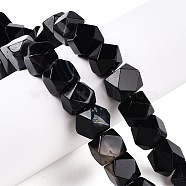 Natural Black Agate Beads Strands, Faceted Cube, 10~11x10~11x10~11mm, Hole: 1mm, about 20pcs/strand, 8.50''(21.6cm)(G-T138-39)