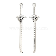 Tibetan Style Alloy Big Pendants, Cadmium Free & Lead Free, Sword Charm, Antique Silver, 69.5x14x3mm, Hole: 1.5mm, about 159pcs/500g(FIND-G078-32H-AS)