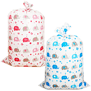 2Pcs 2 Colors Christmas Rectangle Plastic Elephant Print Gift Storage Big Bags, with Rope, Mixed Color, 142x91x0.001cm, 1pc/color(ABAG-WH20010-07)