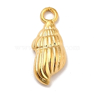Ion Plating(IP) 304 Stainless Steel Pendants, Conch Charms, Real 18K Gold Plated, 18x7.5x3.5mm, Hole: 2mm(STAS-A066-03G)