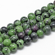 Natural Ruby in Zoisite Beads Strands, Round, 10mm, Hole: 1mm, about 36~38pcs/strand, 15 inch(G-R446-10mm-25)