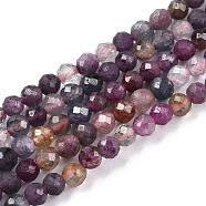 Natural Red Corundum/Ruby and Sapphire Beads Strands, Faceted, Round, 2.5mm, Hole: 0.5mm, about 160pcs/strand, 15.55 inch(39.5cm)(G-S361-2.5mm-013)