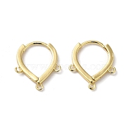 Rack Plating Brass Hoop Earrings Finding, Ear Wire with Loops, Cadmium Free & Lead Free, Long-Lasting Plated, Golden, 17x15x2mm, Hole: 1mm(KK-E084-64G)