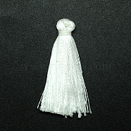 Polyester Tassel Pendant Decorations, White, 37~43x5mm, about 200pcs/bag(FIND-L001-14)