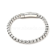 304 Stainless Steel Box Chain Bracelet for Men Women, Stainless Steel Color, 8-3/4 inch(22.3cm)(BJEW-E009-02P)