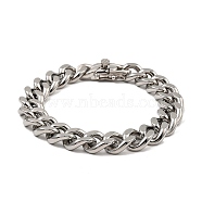 304 Stainless Steel Cuban Link Chain Bracelet, Stainless Steel Color, 9 inch(22.9cm)(NJEW-D050-02G-P)