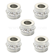 201 Stainless Steel Rhinestone Beads, Column, Crystal, 7x5mm, Hole: 3mm(RB-YW0001-11A)