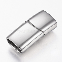 304 Stainless Steel Magnetic Clasps with Glue-in Ends, Rectangle, Stainless Steel Color, 29x14x8mm, Hole: 6x12mm(X-STAS-G157-14P-14x8mm)