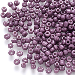 12/0 Baking Paint Glass Round Seed Beads, Purple, 1.5~2x1.5mm, Hole: 0.5~1mm, about 30000pcs/pound(SEED-S036-01A-18)