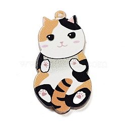 Acrylic Pendants, Cat Theme, Wheat, 38x20x2.2mm, Hole: 1.8mm(OACR-B023-01B-07)