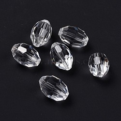 Glass K9 Glass, Imitation Austrian Crystal Beads, Faceted, Oval, Clear, 11x8mm, Hole: 0.8~1.4mm(GLAA-K055-03)