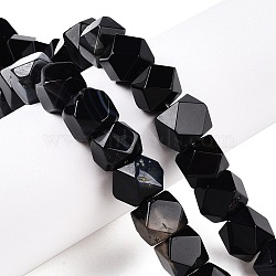 Dyed & Heated Natural Black Agate Beads Strands, Faceted Cube, 10~11x10~11x10~11mm, Hole: 1mm, about 20pcs/strand, 8.50''(21.6cm)(G-T138-39)