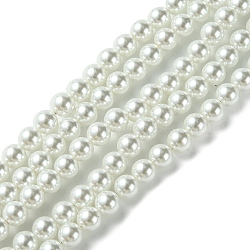 Eco-Friendly Glass Pearl Beads, High Luster, Grade A, Round, White, 6mm, Hole: 1mm, about 160pcs/strand, 37.8 inch(GLAA-S173-6mm-01)