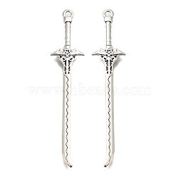 Tibetan Style Alloy Big Pendants, Cadmium Free & Lead Free, Sword Charm, Antique Silver, 69.5x14x3mm, Hole: 1.5mm, about 159pcs/500g(FIND-G078-32H-AS)