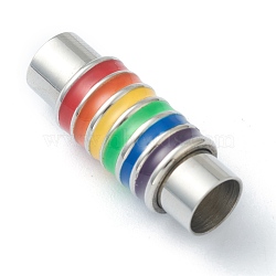 304 Stainless Steel Magnetic Clasps with Glue-in Ends, Tube, Colorful, 24x7~9mm, Inner Diameter: 6mm(STAS-B009-04P)