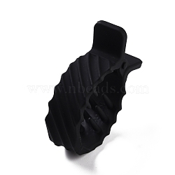 Plastic Claw Hair Clips, Matte Style, Fish Shaped with Stripe Pattern, Black, 52x38x14.5mm(PHAR-F010-02C)