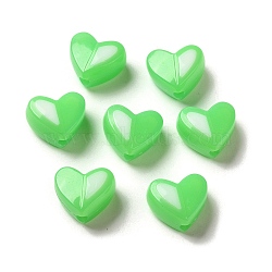 Imitation Jelly Acrylic Opaque Beads, Two Tone, Heart, Green, 14x16x7mm, Hole: 3mm(SACR-R741-01C)