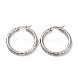 Non-Tarnish Ring 304 Stainless Steel Hoop Earrings for Women Men, Stainless Steel Color, 9 Gauge, 31x3mm, Pin: 0.6mm(EJEW-B049-01C-P)