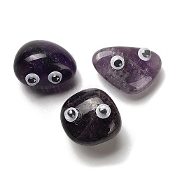 Natural Amethyst Display Decorations, with Resin Eye, for Home Office Desktop Feng Shui Ornament, Nuggets, 14~24x26.5~31.5x16~24.5mm(G-H073-04F)