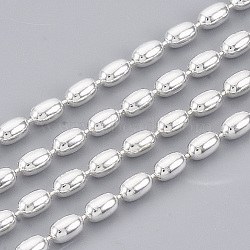 Brass Ball Chains, Oval Beads Chains, Long-Lasting Plated, Soldered, with Spool, Cadmium Free & Lead Free, Silver, 4.6x3mm, about 16.4 Feet(5m)/roll(X-CHC-S008-005A-S)