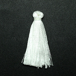 Polyester Tassel Pendant Decorations, White, 37~43x5mm, about 200pcs/bag(FIND-L001-14)