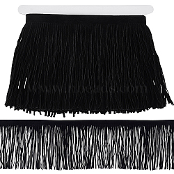 3M Double-Faced Pile Tassel Lace Edge Trim Ribbon, for Cloth Dress Sewing Accessories, Black, 5-7/8 inch(150mm), about 3.28 Yards(3m)/Set(OCOR-WR0001-79A)