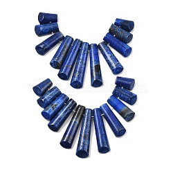 Natural Lapis Lazuli Beads Strands, Graduated Fan Pendants, Focal Beads, Dyed, 16~39x9.5~10x5mm, Hole: 1mm, 11pcs/strand, 3.27 inch(G-P298-I01)