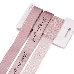 9 Yards 3 Styles Polyester Ribbon, for DIY Handmade Craft, Hair Bowknots and Gift Decoration, Light Pink Palette, Pink, 1~1-1/8 inch(25~28mm), about 3 yards/style(SRIB-A014-B01)
