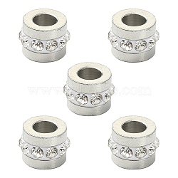 201 Stainless Steel Rhinestone Beads, Column, Crystal, 7x5mm, Hole: 3mm(RB-YW0001-11A)