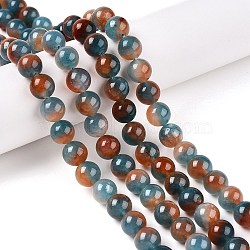 Dyed Natural White Jade Beads Strands, Two Tone, Round, Sky Blue, 10x10mm, Hole: 1mm, about 38~39pcs/strand, 14.96~15.6''(38~39cm)(G-T138-10mm-210-5)