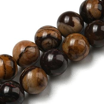 Natural Rhodonite Round Beads Strands, Round, 6mm, Hole: 0.8mm, about 65pcs/strand, 15.67''(39.8cm)