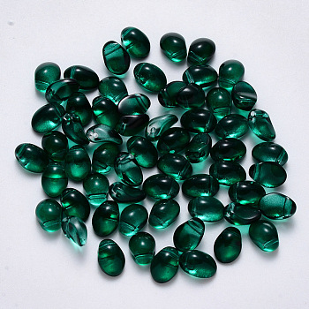 Spray Painted Imitation Jade Glass Charms, Oval, Sea Green, 8.5x6x4.5mm, Hole: 1mm