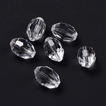 Glass Imitation Austrian Crystal Beads, Faceted, Oval, Clear, 11x8mm, Hole: 0.8~1.4mm