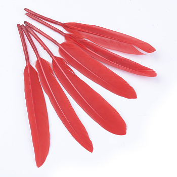 Goose Feather Costume Accessories, Dyed, Red, 100~175x13~25mm