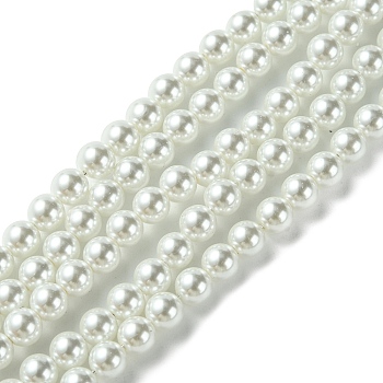 Eco-Friendly Glass Pearl Beads, High Luster, Grade A, Round, White, 6mm, Hole: 1mm, about 160pcs/strand, 37.8 inch