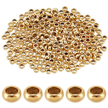 GOMAKERER 1000Pcs 316 Surgical Stainless Steel Crimp Beads, Rondelle, Real 18K Gold Plated, 1.9mm, Hole: 1mm