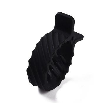 Plastic Claw Hair Clips, Matte Style, Fish Shaped with Stripe Pattern, Black, 52x38x14.5mm