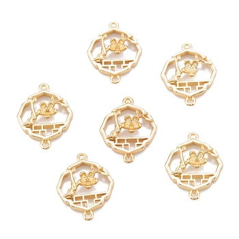 Brass Links Connectors, Long-Lasting Plated, Flower, Real 18K Gold Plated, 17.5x13.5x3mm, Hole: 1.2mm
