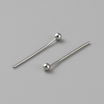 100Pcs Brass Ball Head Pins, for Jewelry Making, Real Platinum Plated, 22 Gauge, 16x0.6x0.6mm, Head: 1.8mm