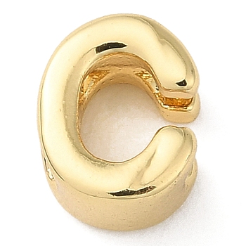 Rack Plating Brass Slide Charms, Cadmium Free & Lead Free, Real 18K Gold Plated, Letter, Letter C, 7.5x6x4mm, Hole: 1.4mm