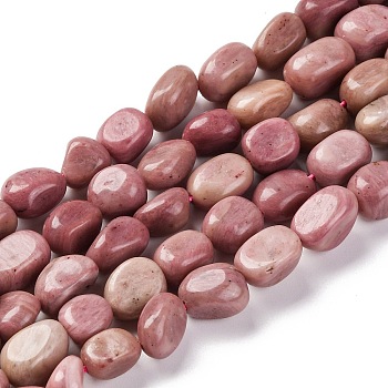 Natural Rhodonite Beads Strands, Nuggets, Tumbled Stone, 7~12x6~8x5~7mm, Hole: 1mm, about 43~44pcs/strand, 15.47~15.63''(39.3~39.7cm)