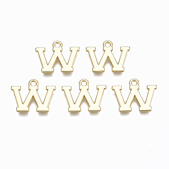 Alloy Charms, Cadmium Free & Nickel Free & Lead Free, Alphabet, Real 16K Gold Plated, Letter.W, 14x17.5x1mm, Hole: 1.6mm