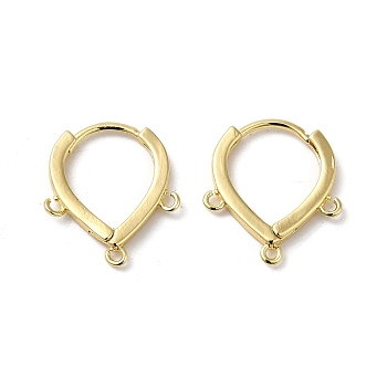 Rack Plating Brass Hoop Earrings Finding, Ear Wire with Loops, Cadmium Free & Lead Free, Long-Lasting Plated, Golden, 17x15x2mm, Hole: 1mm