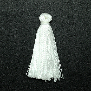 Polyester Tassel Pendant Decorations, White, 37~43x5mm, about 200pcs/bag