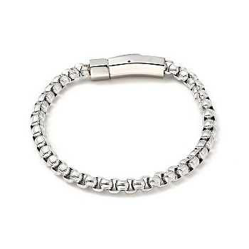 304 Stainless Steel Box Chain Bracelet for Men Women, Stainless Steel Color, 8-3/4 inch(22.3cm)