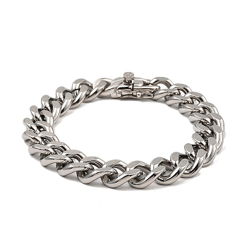 304 Stainless Steel Cuban Link Chain Bracelet, Stainless Steel Color, 9 inch(22.9cm)