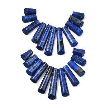 Natural Lapis Lazuli Beads Strands, Graduated Fan Pendants, Focal Beads, Dyed, 16~39x9.5~10x5mm, Hole: 1mm, 11pcs/strand, 3.27 inch