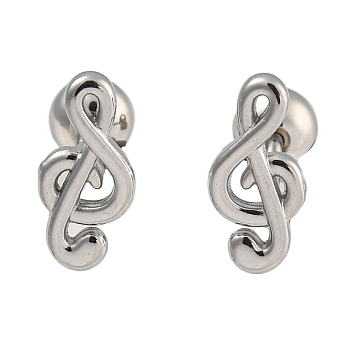 304 Stainless Steel Ear Plug Gauges, Stainless Steel Color, Musical Note, 9x4.5mm